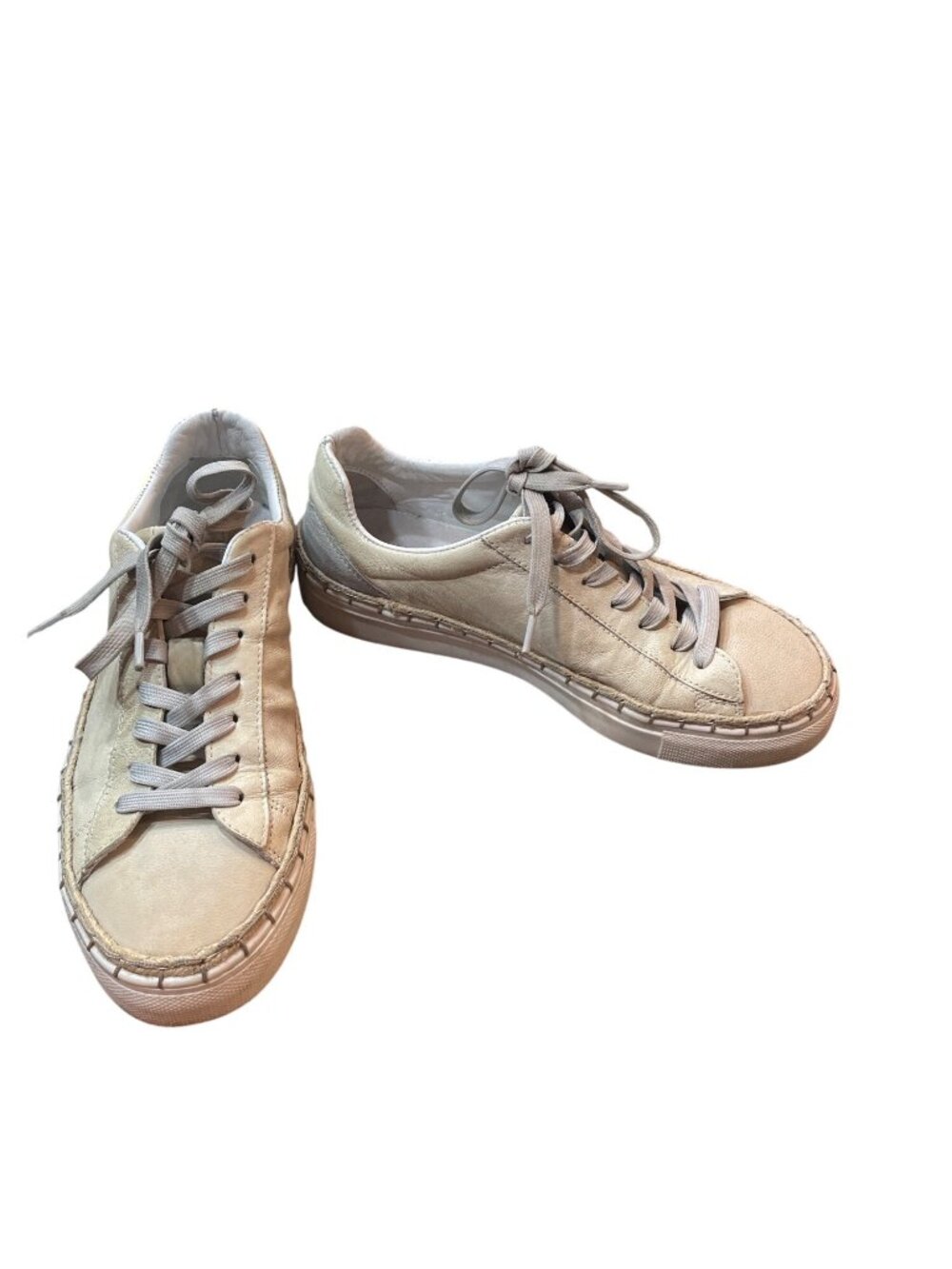 Free People wms cream white leather low top fashion sneakers sz 7 SKU 10-326